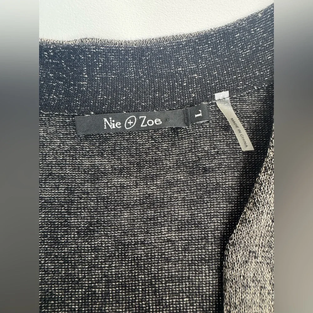 Nic & Zoe Metallic Stretch  One Button Cardigan Sweater Womens Size Large